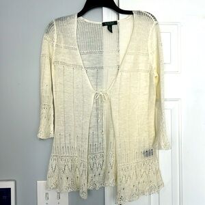 Women’s Lauren Ralph Lauren petite small sweater/top.  Made of linen.  Like new!